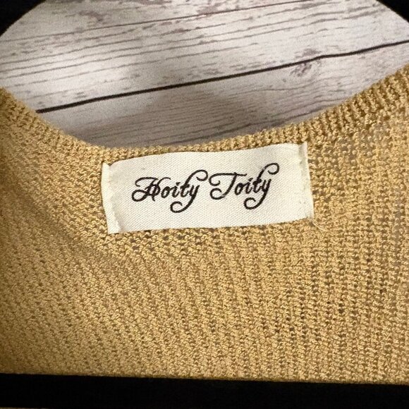 Hoity Toity‎ Tan Cardigan w Black White Stripe Small - Picture 6 of 7